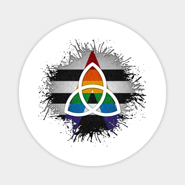 Paint Splatter LGBT Ally Pride Flag Triquetra Symbol Magnet by LiveLoudGraphics